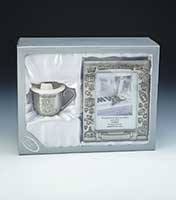 Christening Pewter Baby Cup and Frame Gift Set