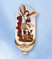 6.75inch St. Michael Resin Holy Water Font