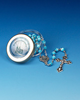 Aqua Cats Eye Rosary with Case