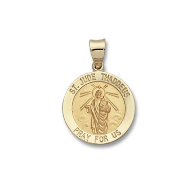 14kt Gold St. Jude Pendant comes packaged in a leatherette white gift ...